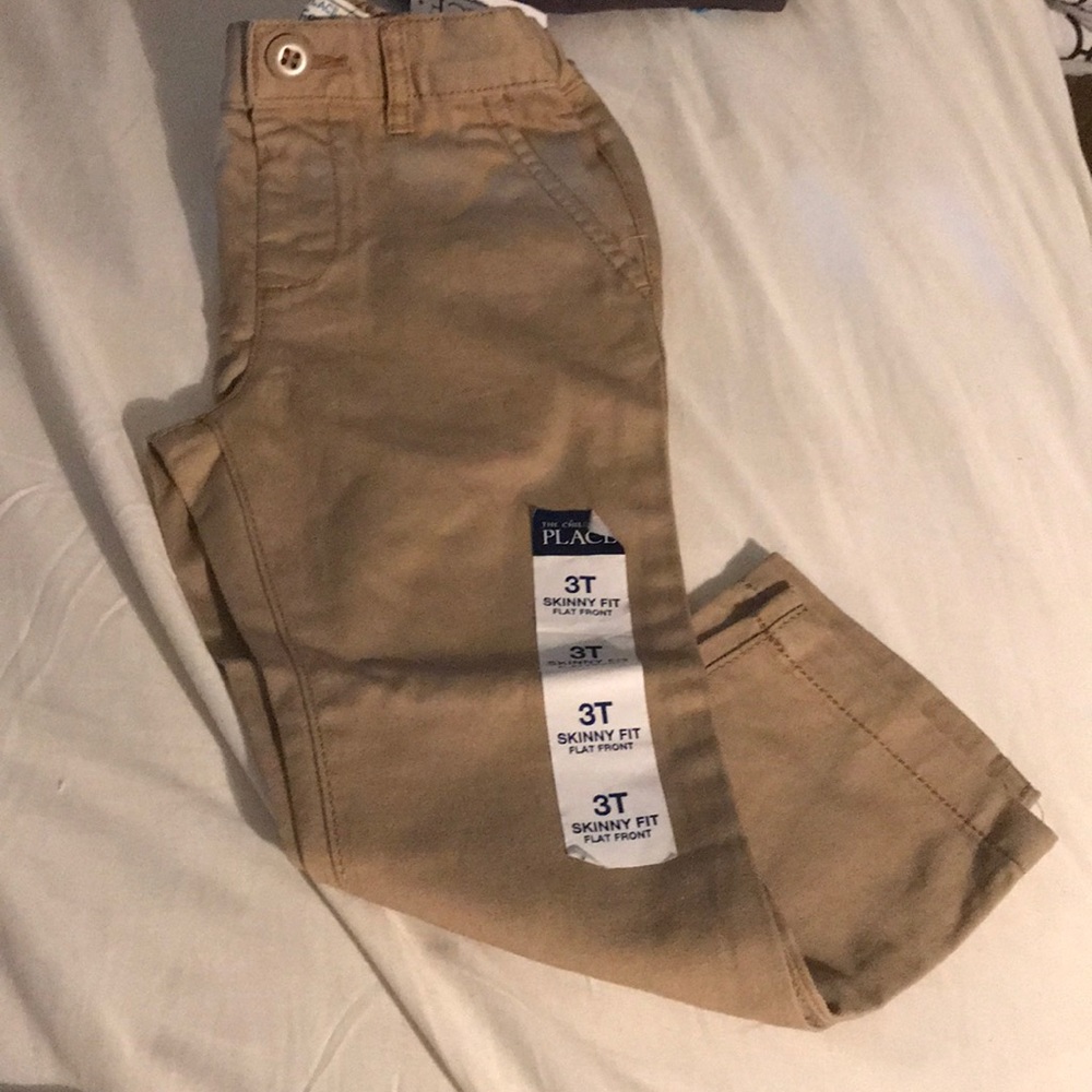 Skinny Fit flat front  khaki pants
